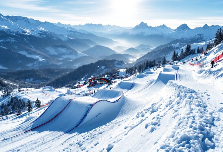 Atleti in azione durante una gara di snowboard cross