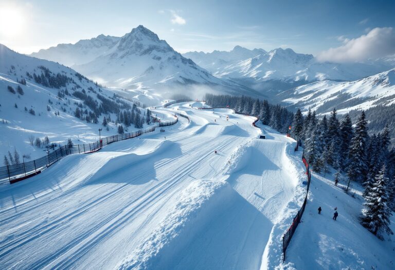 Atleta in azione durante una gara di snowboard cross