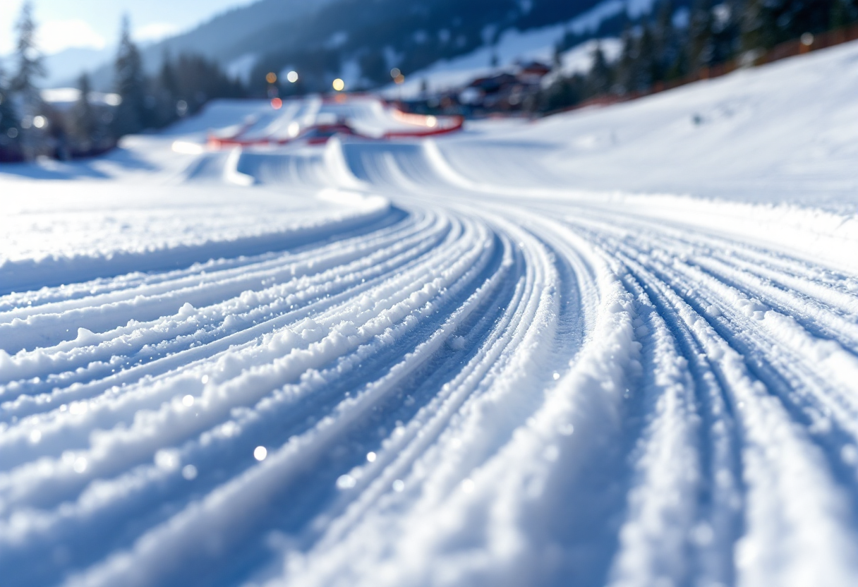 Atleta in azione durante una gara di snowboard cross in Italia