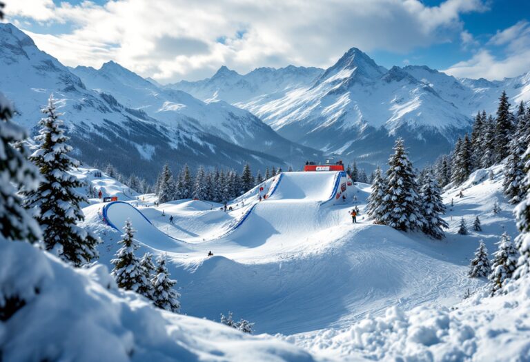 Atleti in azione durante una gara di snowboard cross a Saalbach