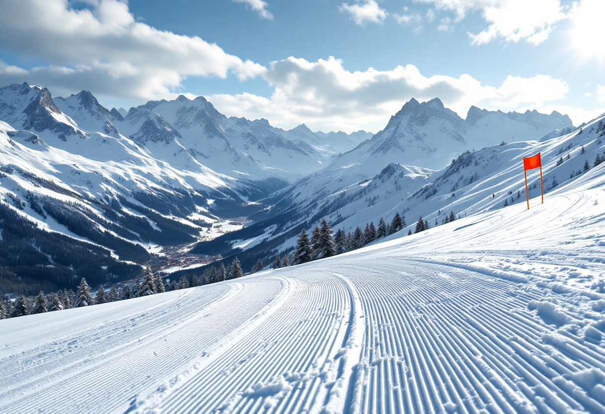 Atleta in azione durante una gara di snowboard cross