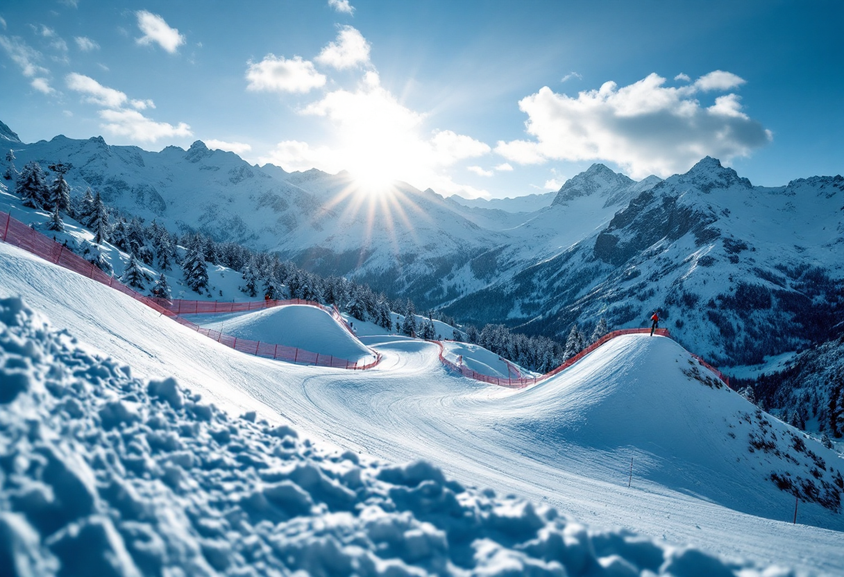 Atleti in azione durante una gara di snowboard cross