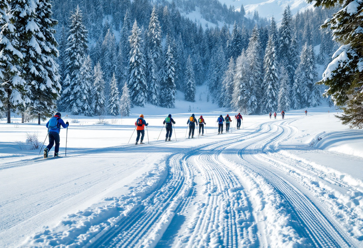 Sciatori in azione durante la 50 km di Lahti 2023