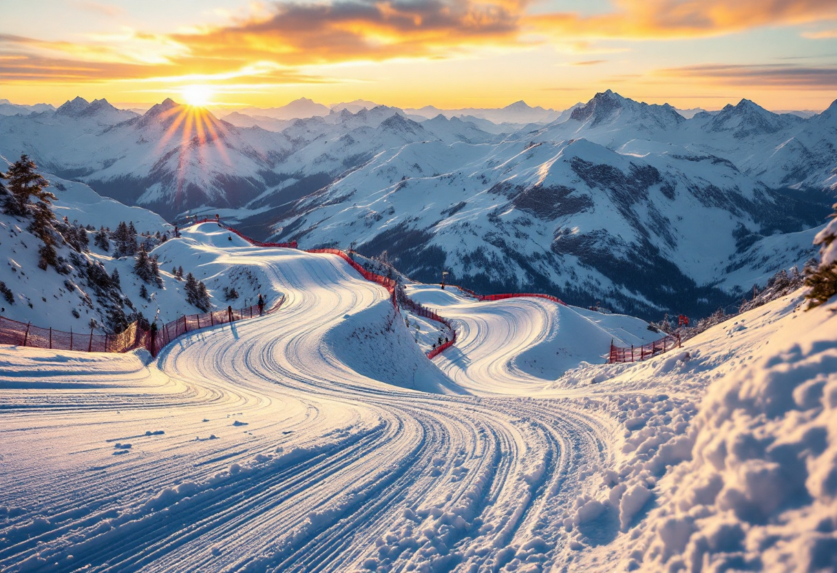 Atleta in azione durante una gara di snowboard cross