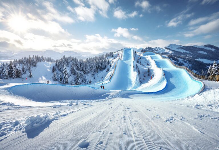 Atleti in azione durante una gara di snowboard cross