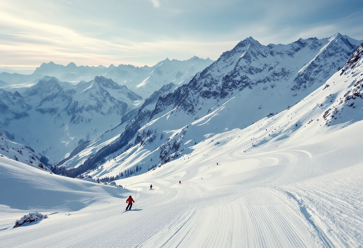 Atleta in azione durante una gara di SuperG in Italia