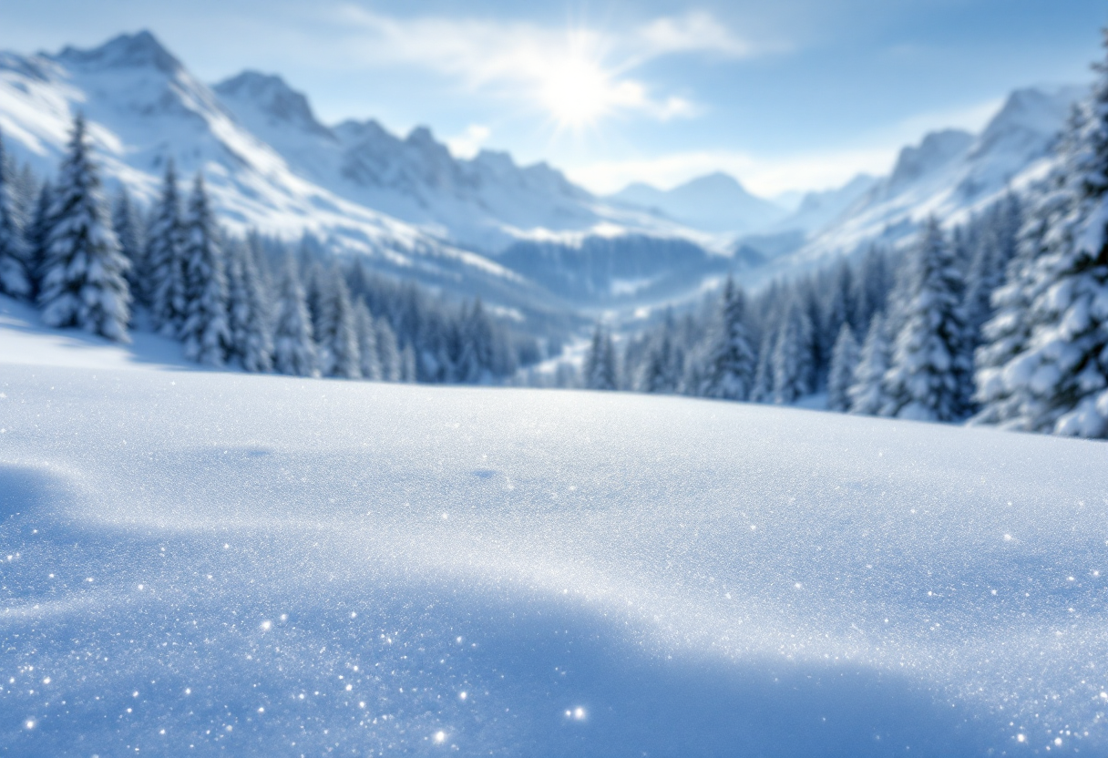 Panorama invernale della Val d’Ega con neve e montagne